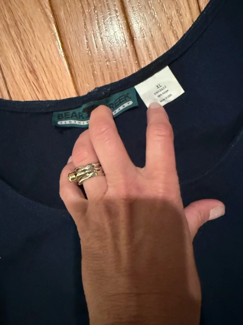 Navy Maxi Overall Dress Button Straps Size XL Cottage modest - Picture 3 of 6